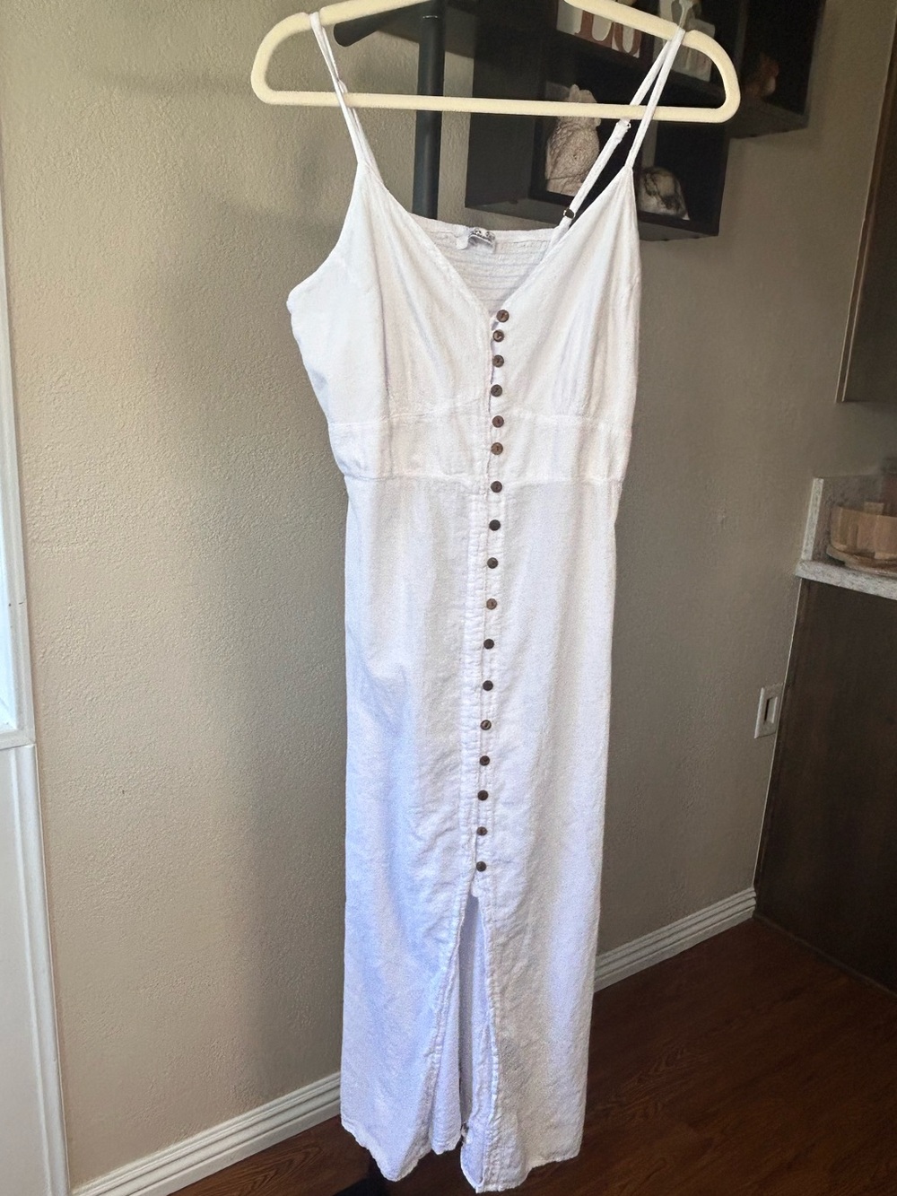 Giocam White Button-Front Maxi Dress, 100% Peruvian cotton, size - Picture 10 of 10